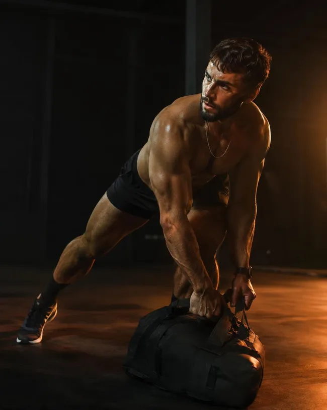 Atleta en un gimnasio de entrenamiento híbrido